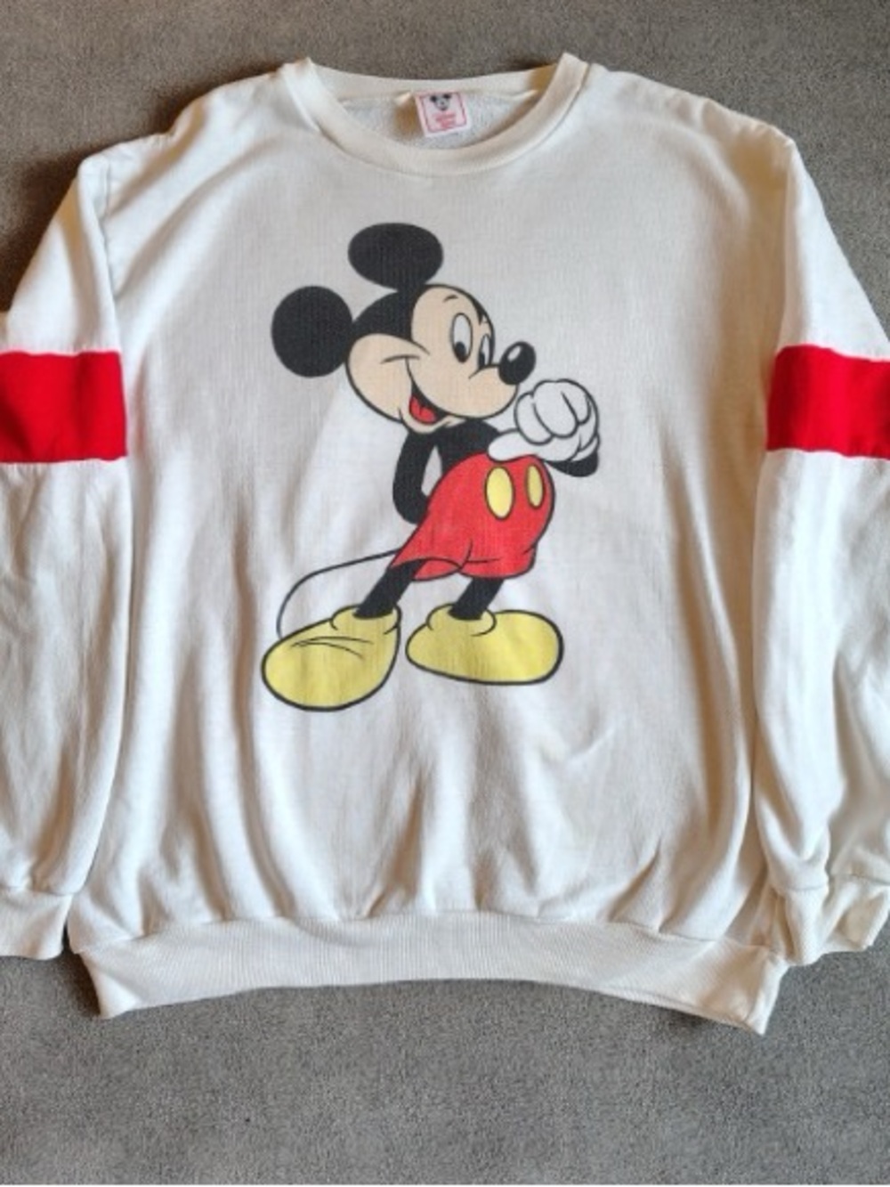 Vintage Disney Wear Micky Mouse Sweatshirt Men XL Retro Varsity Stripe USA
